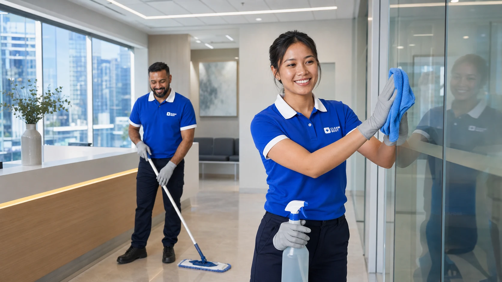 Clean Best cleaner disinfecting a consult room bench at a clinic serving Silverwater NSW